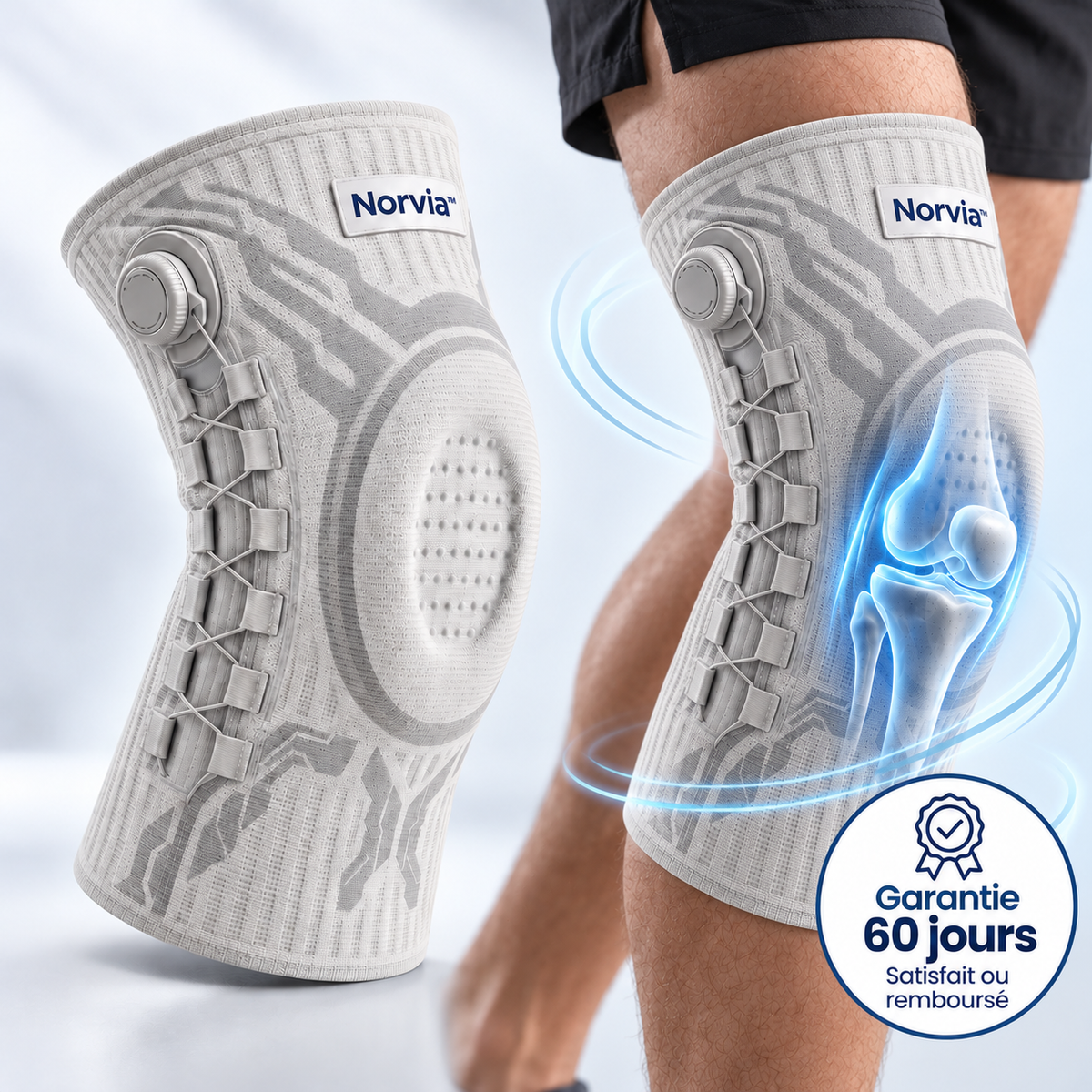 Genouillère Norvia™ — Bougez en toute confiance, votre genou est protégé