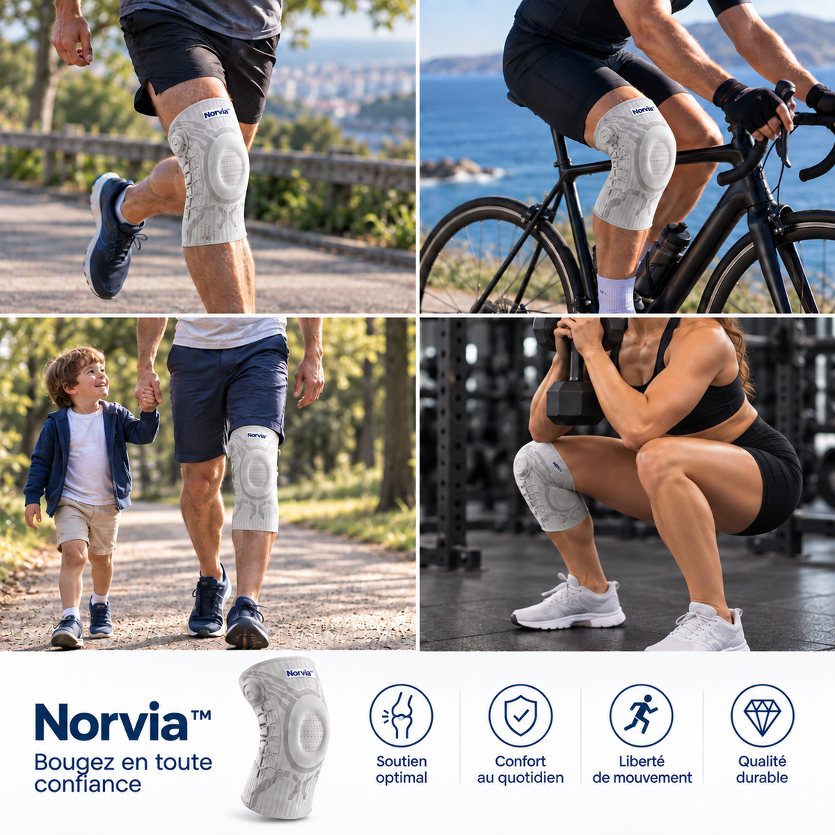 Genouillère Norvia™ — Bougez en toute confiance, votre genou est protégé