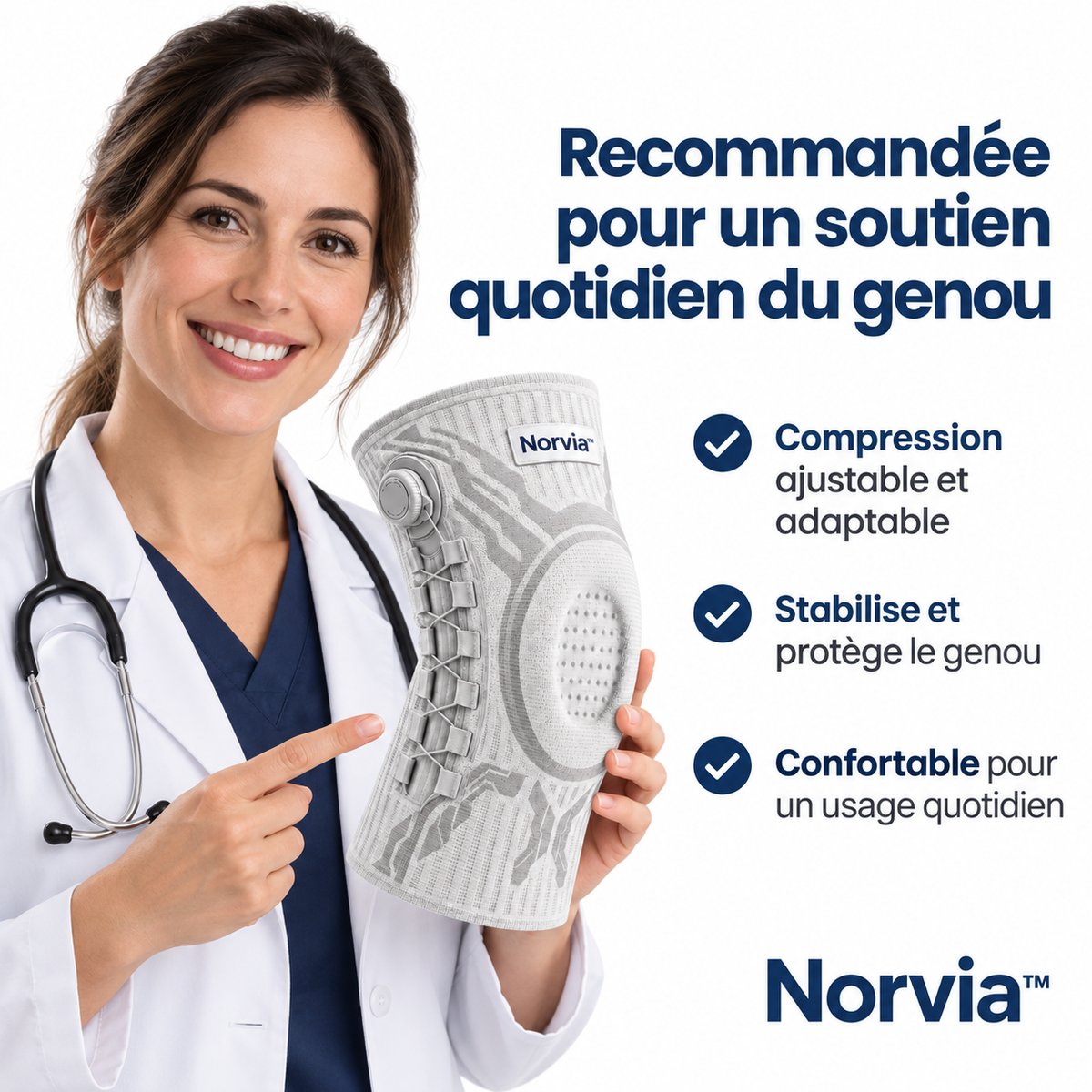Genouillère Norvia™ — Bougez en toute confiance, votre genou est protégé